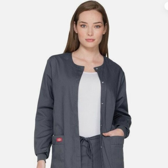 Dickies Snap Front Warm Up Jacket: Black - Picture 2 of 2